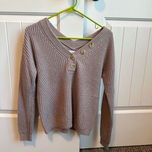 Women's Taupe Sweater with Button Detail